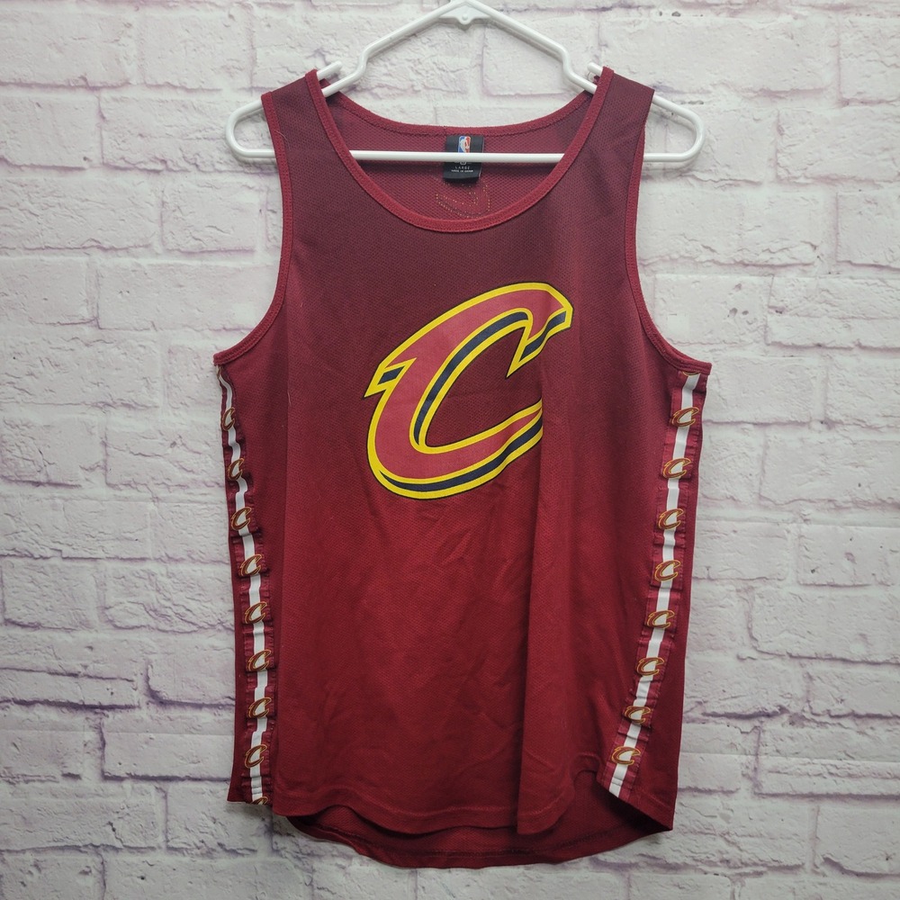NBA Cleveland Cavaliers Tank Top Jersey 70‎ Size L Red Logo Side Stripe Athletic